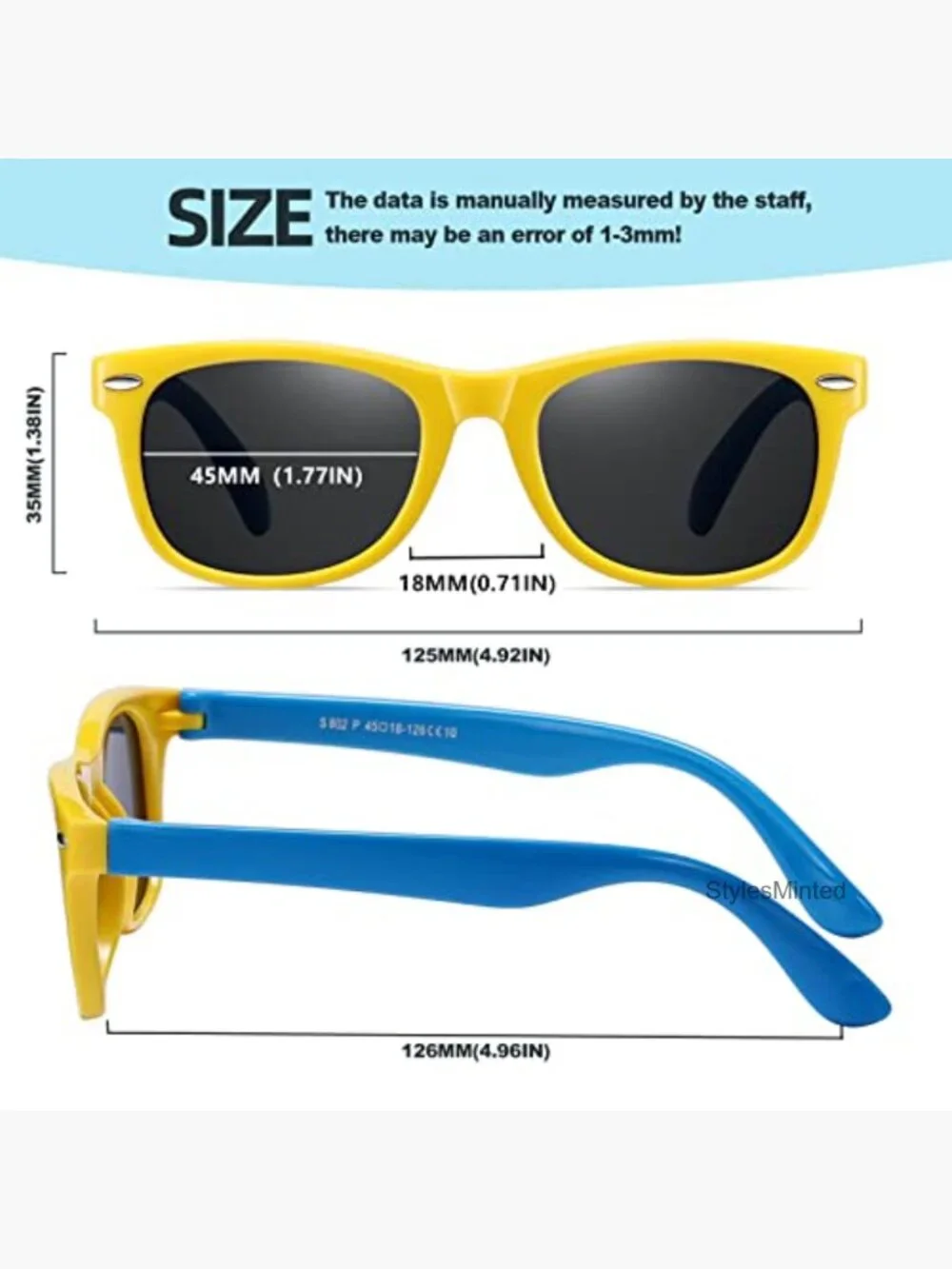 3 Pack Polarized Sunglasses for Kids Flexible Rubber Frame UV Protection Ages